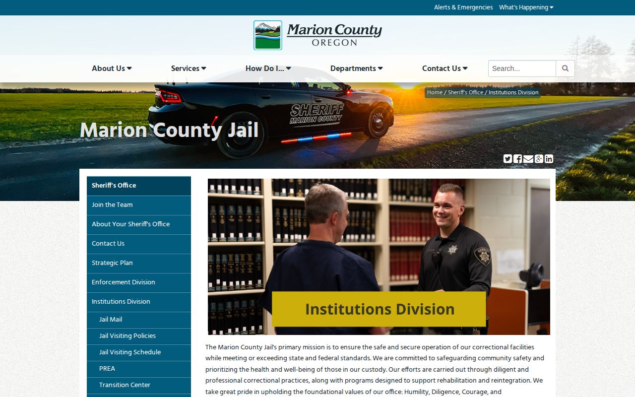 Marion County Jail official custody and release information