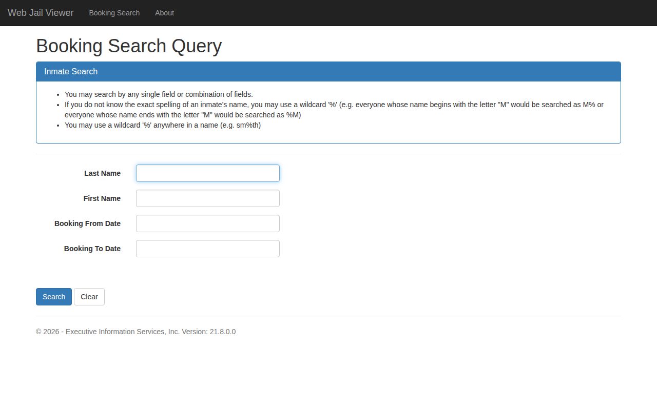 Marion County booking search name and booking date controls