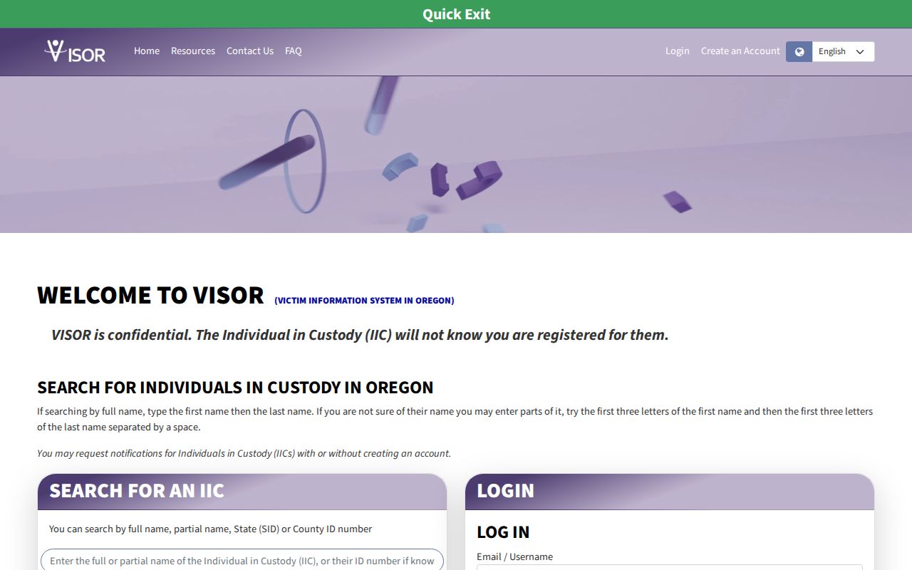 Marion County VISOR inmate release check entry screen