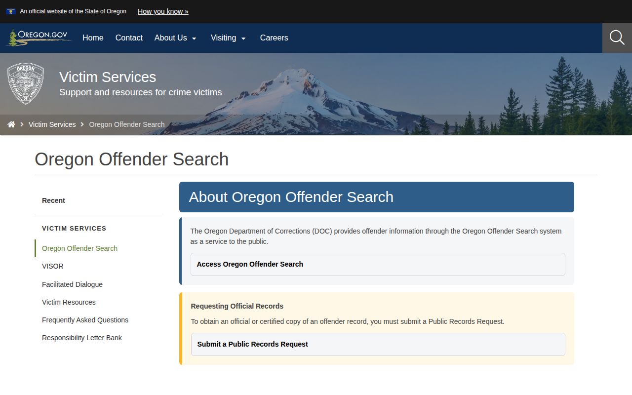 Oregon DOC Marion County projected release date search information