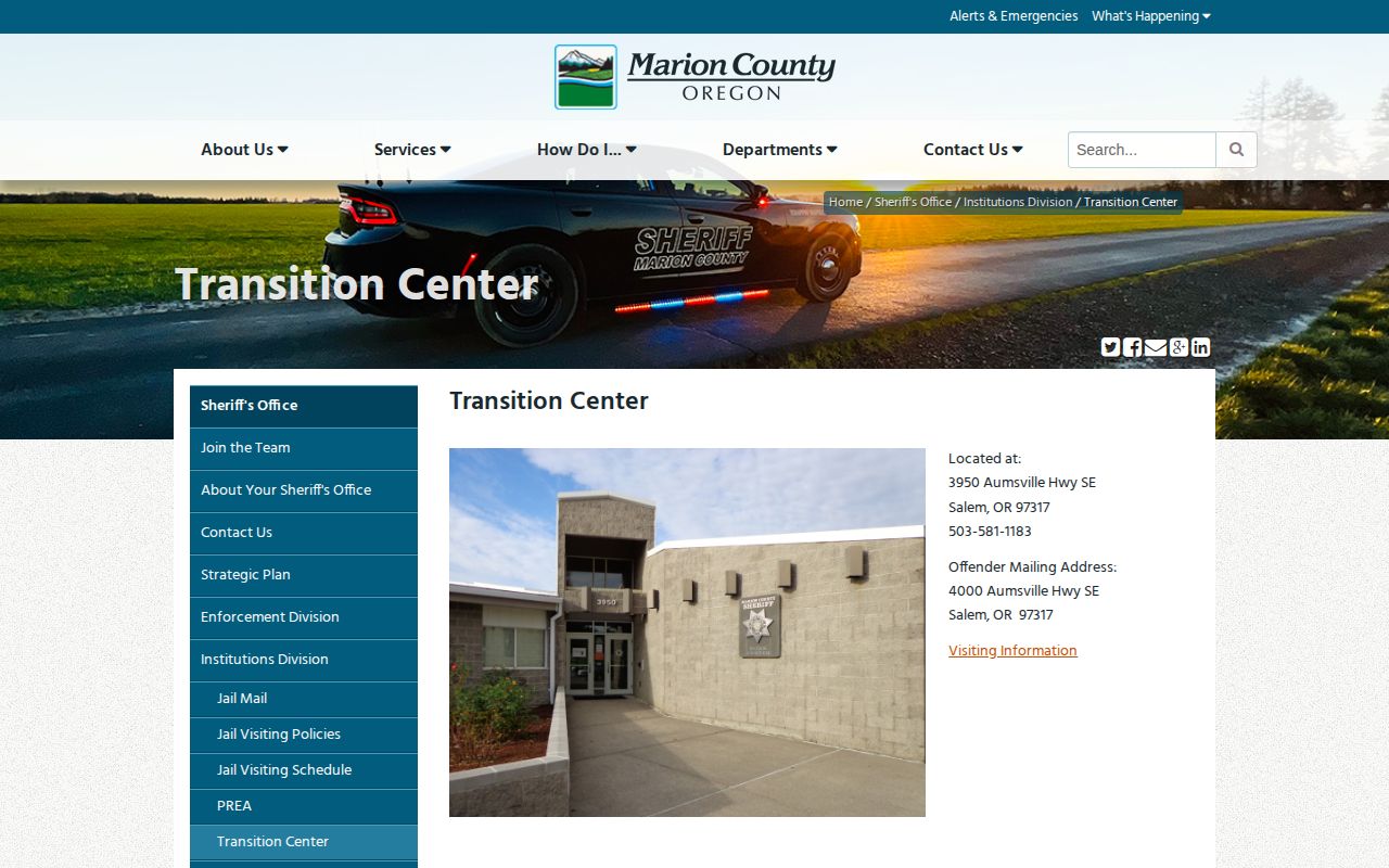 Marion County Transition Center historical placement and release program