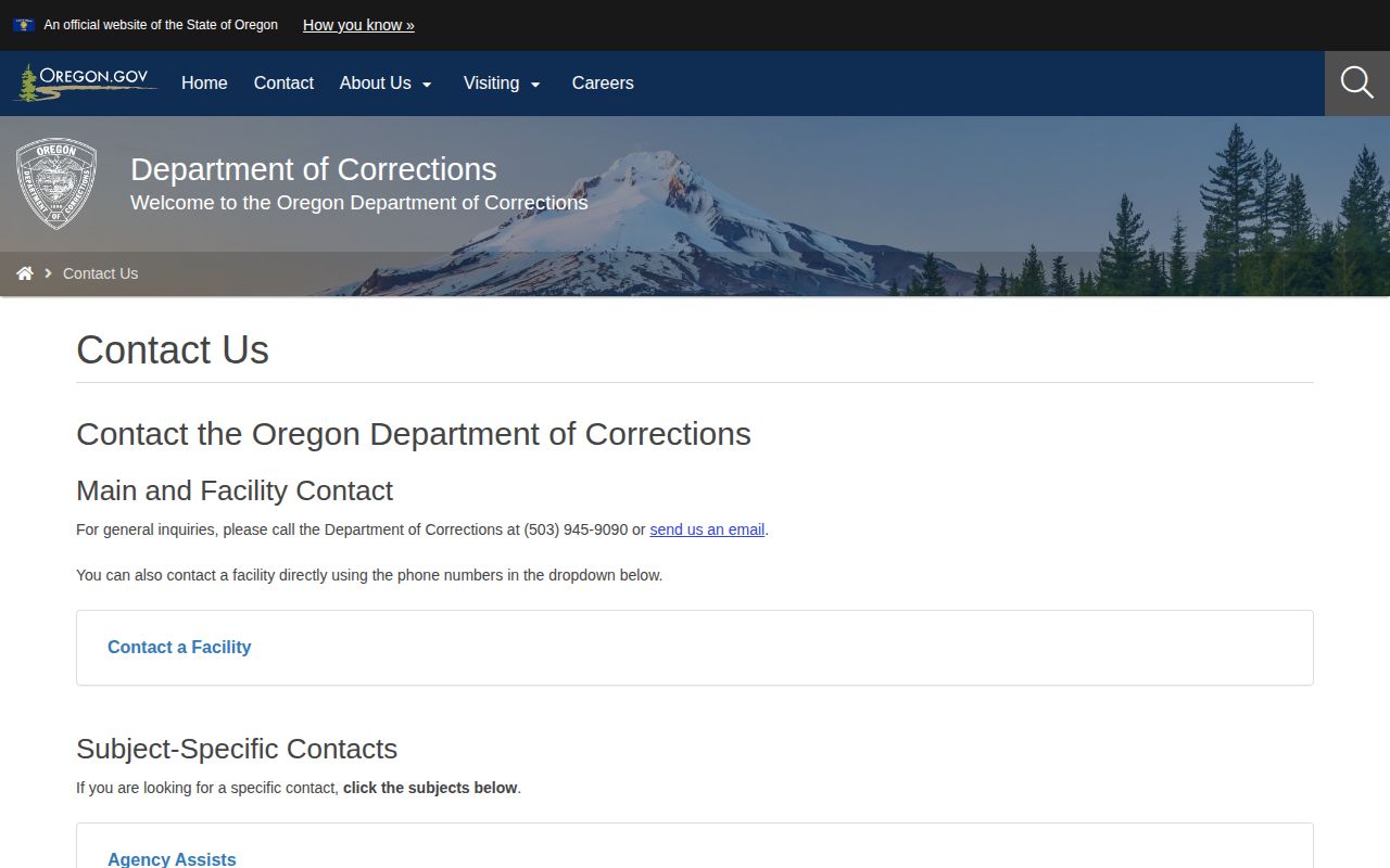 Oregon State Correctional Institution ODOC location and release record source